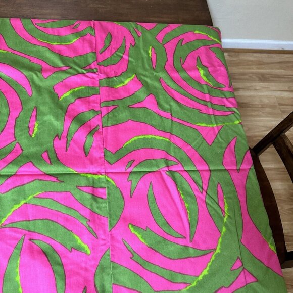 Vtg Retro Cloth Tablecloth Green Hot Pink Rectangle 40 x 48 1970s Groovy MCM - Picture 8 of 10